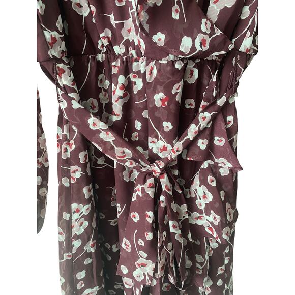 I.N.C INTERNATIONAL CONCEPTS BURGUNDY FLORAL DRESS SIZE 8 - Picture 3 of 10